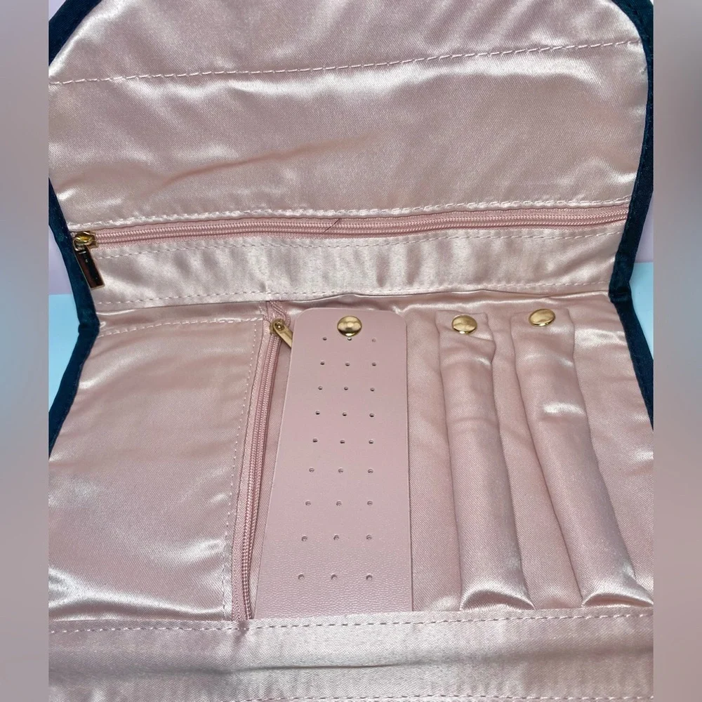 Elegant Quilted Electronics Sleeve + Satin Jewelry Organizer Travel‎ Set